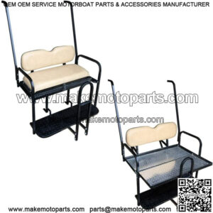Yamaha G14,G16,G19 Golf Cart Flip Folding Rear Seat Kit with Diamond Plate - Tan