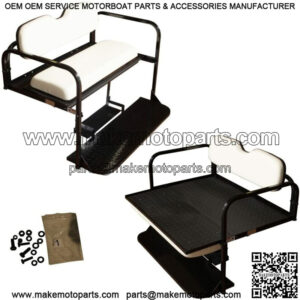 Club Car DS Golf Cart Flip Folding Rear Back Seat Kit - Off White Cushions