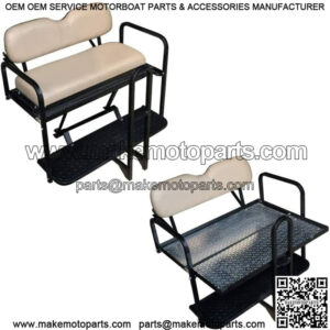 EZGO RXV 2008-2015 Golf Cart Flip Folding Rear Back Seat Kit Diamond Plate-Stone