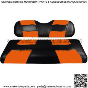 Golf Cart Flip Folding Rear Back Seat Cover, Riptide Black and Orange