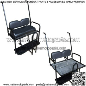 Yamaha G22 Golf Cart Flip Folding Rear Back Seat Kit with Diamond Plate - Black