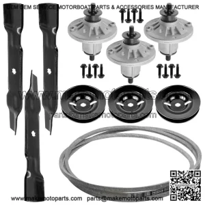 48-Inch Deck Spindle Pulley Blade Belt Kit for John Deere 44L777 Z245 EZtrak Residential
