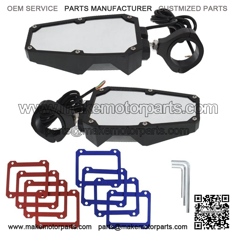 Rear View Side Mirrors w/ LED Lights Fit 1.75"-2" Roll Cage For RZR UTV - Image 2