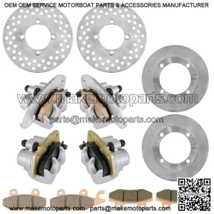 For Yamaha Rhino 700 YXR700 4X4 08-13 Front Rear Brake Caliper Disc Rotor With Pad
