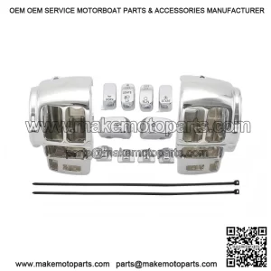 Chrome Hand Control Switch Housing Cover & 10x Button Cap ?C for Harley Touring 96-13