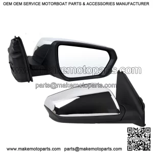 Right Passenger Side Mirror Compatible With 2018-2024 Chevy Equinox, Manual Folding, Power Glass, Heated, Chrome, Replace # 84225383 (5 Pins)