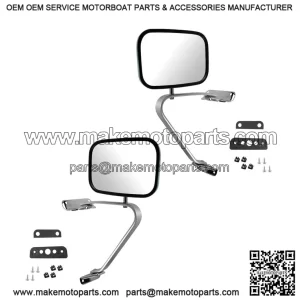 Driver and Passenger Side Mirror Assembly Set, Manual, Smooth, Foldaway, Compatible with 1980-1991 Ford F-150, 1987-1991 Ford Bronco