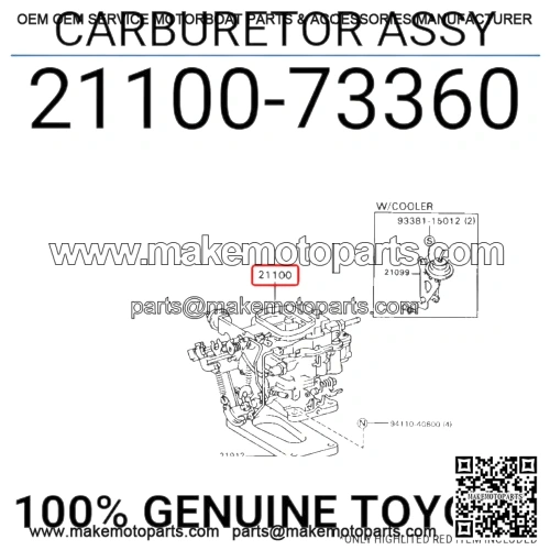 Genuine Toyota Carburetor Assembly 21100-73360