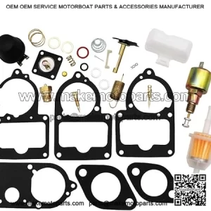 KIPA VW SOLEX Brosol Bocar Carburetor Rebuild Kit for 28 30 34 PICT-3 with Float & 12V Cut Off Solenoid