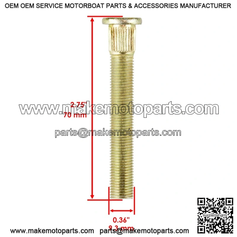 Polaris RZR S 800 EFI 2009-2014 8-Studs Front Wheel Hub Studs - Image 2