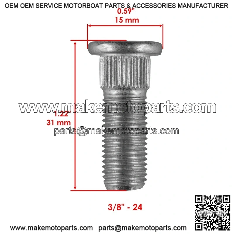 Polaris Magnum 325 2x4 4x4 2000-2001 3/8" 8x Front Rear Studs & Flange Nuts - Image 3