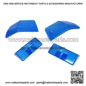 Blue Front & Rear Indicator Lens Set (Left/Right) for VESPA PX, PE & T5.