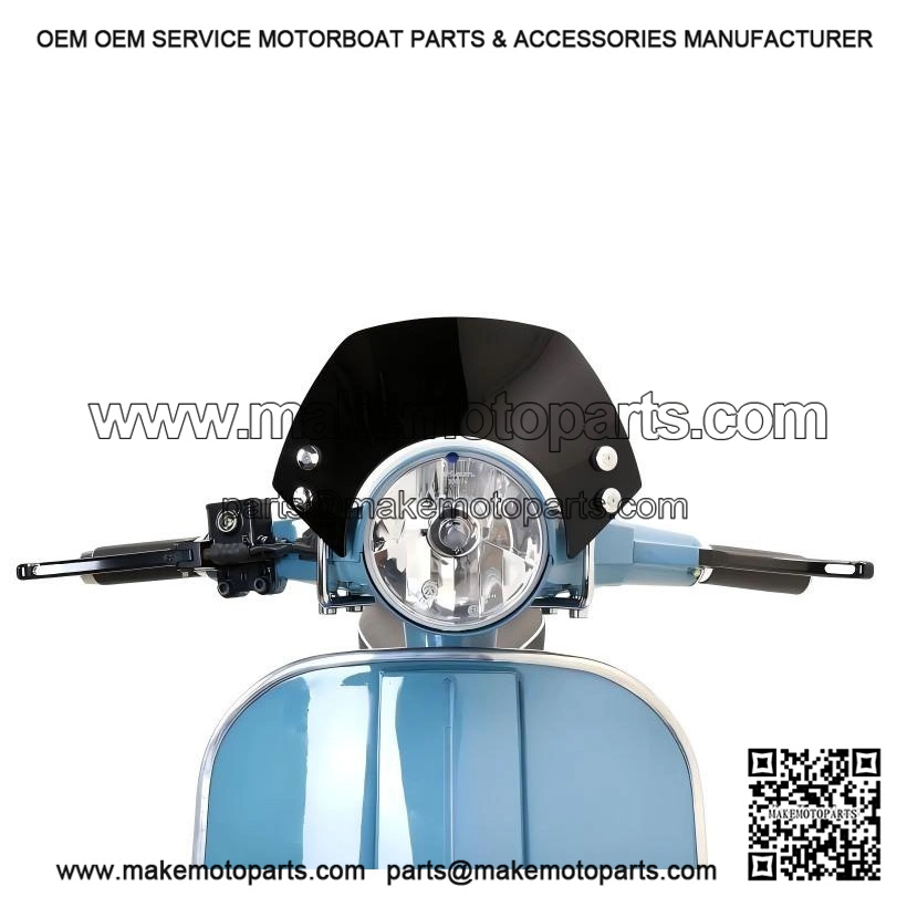 SMALL BLACK FLYSCREEN WITH CHROME BRACKETS ?C For Vespa PX, LML, Star