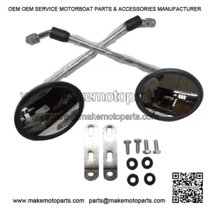 Chrome Headset Mirrors (Left & Right) with Brackets for VESPA PX 125, P200E & PX150.