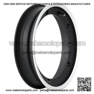 Matt Black with Polished Edge Aluminium Wheel Rim for VESPA PX, PE, PK, T5 & LML STAR.
